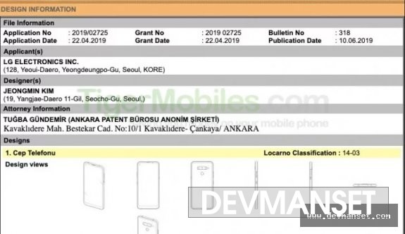 LG şirketi Türkiye içersinde patent başvurusu yaptı